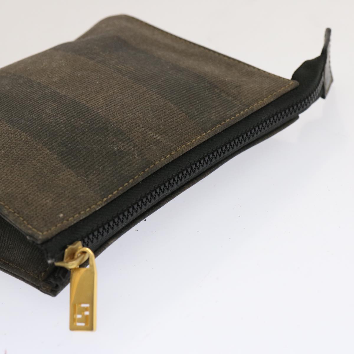 FENDI Pequin Zucchino Pouch Hand Bag Coated Canvas 3Set Brown bs13404