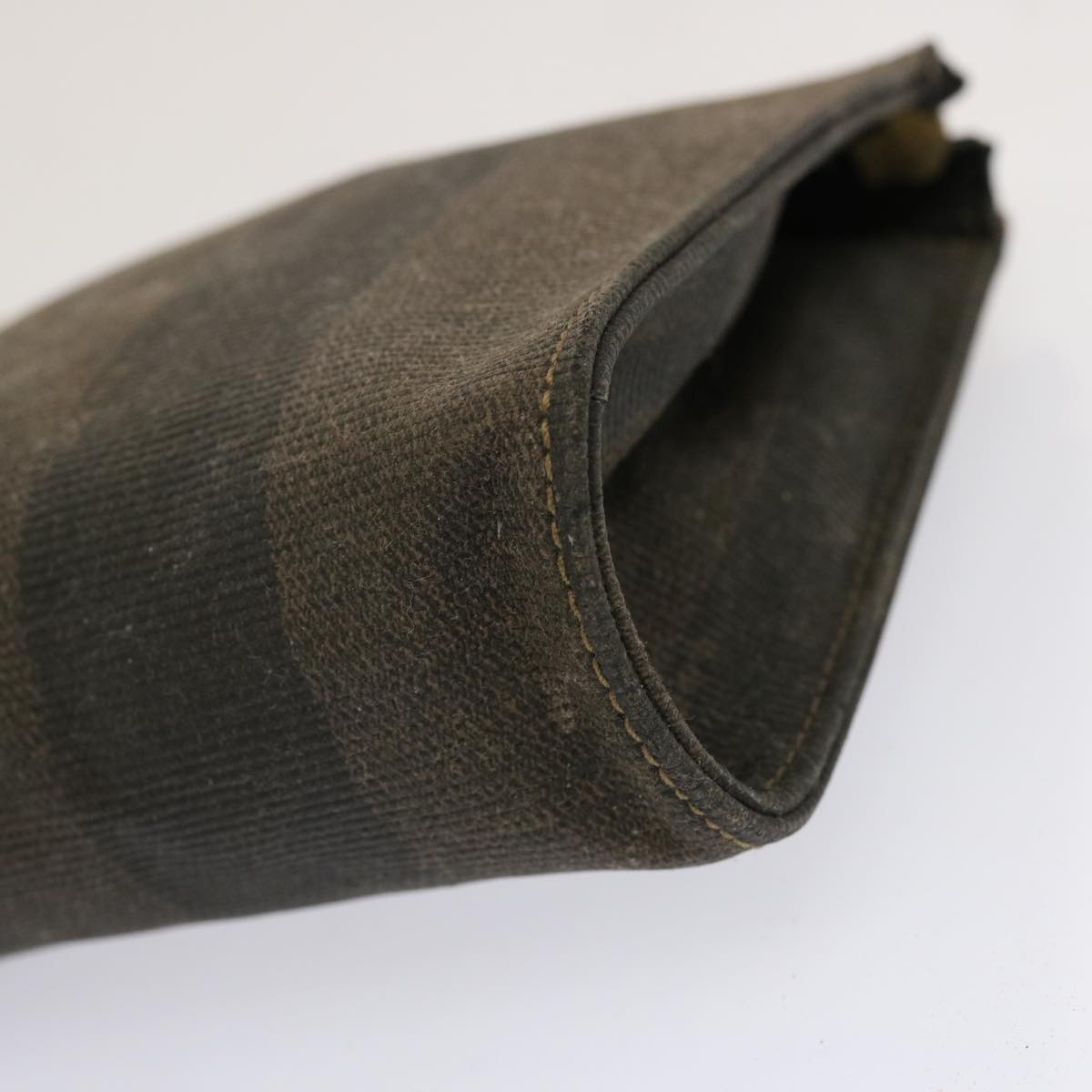 FENDI Pequin Zucchino Pouch Hand Bag Coated Canvas 3Set Brown bs13404