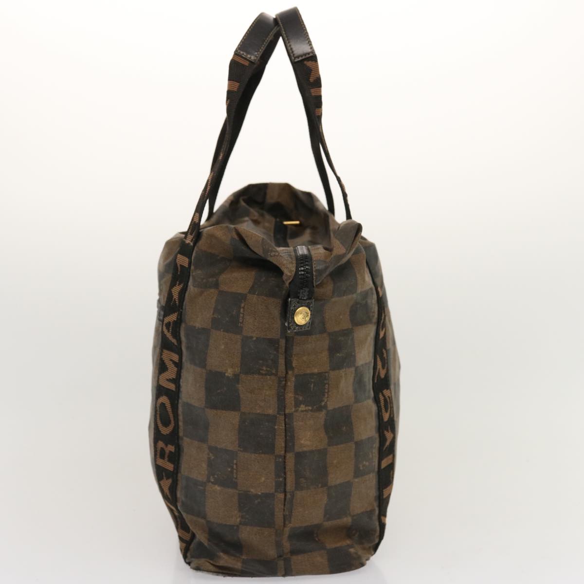 FENDI Pequin Zucchino Pouch Hand Bag Coated Canvas 3Set Brown bs13404