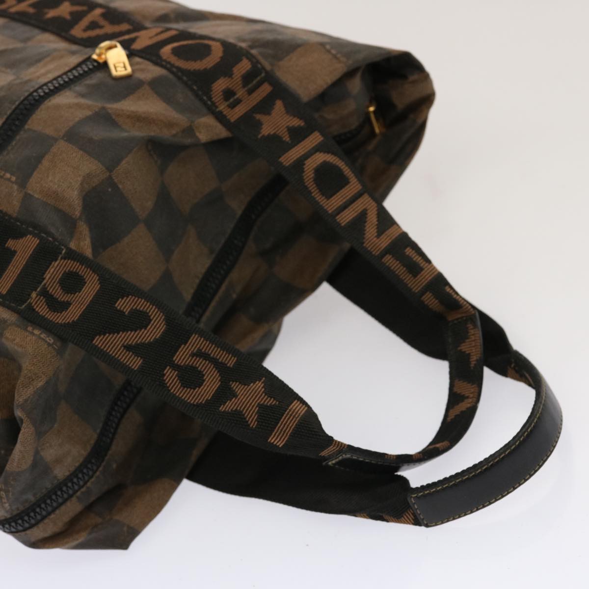 FENDI Pequin Zucchino Pouch Hand Bag Coated Canvas 3Set Brown bs13404