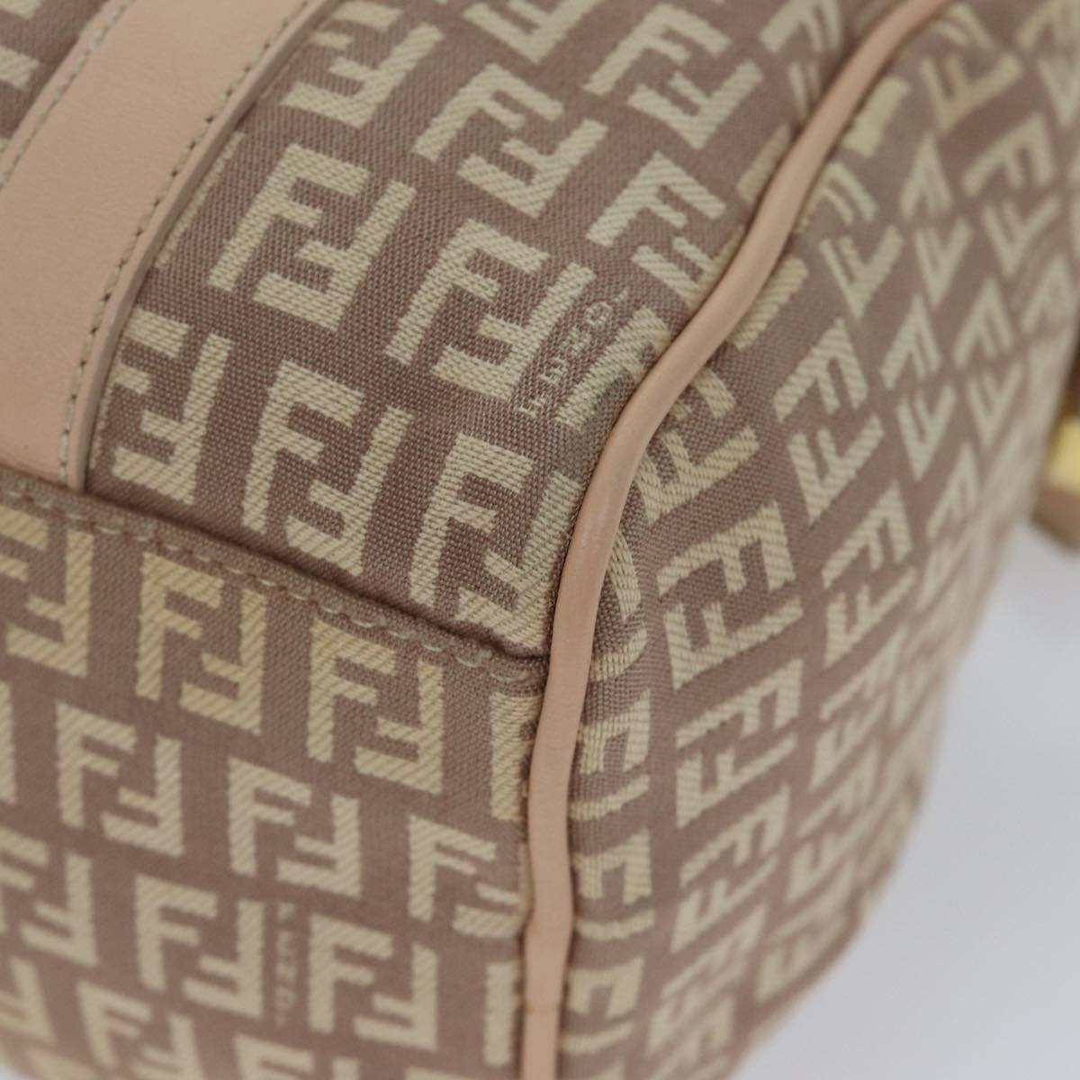 FENDI Zucchino Canvas Mini Boston Bag Pink bs13506