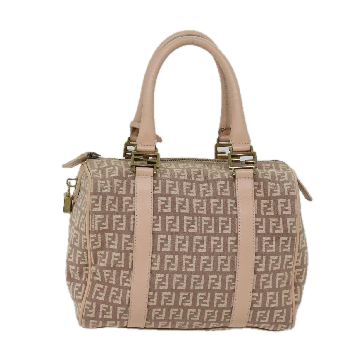 FENDI Zucchino Canvas Mini Boston Bag Pink bs13506
