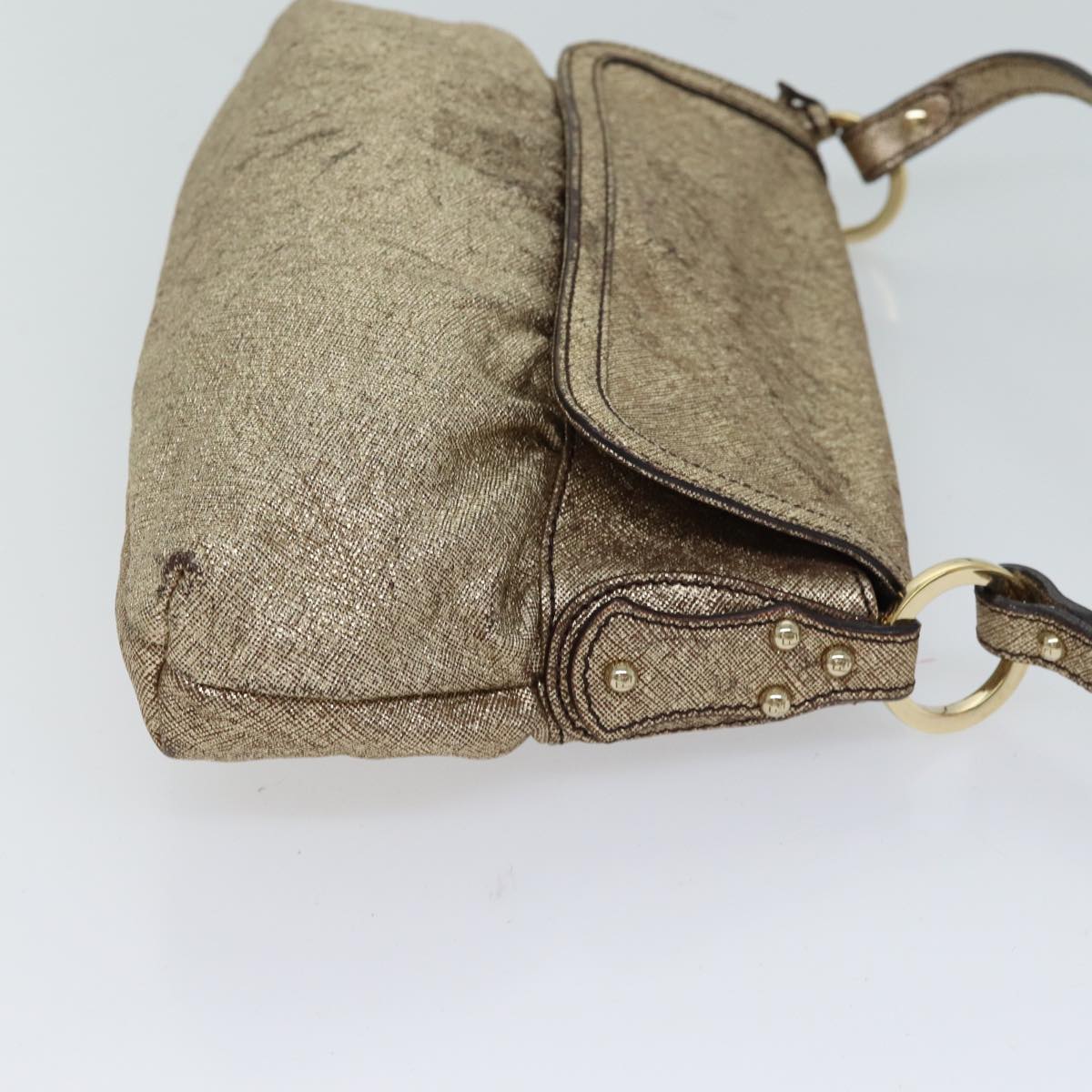 FENDI Hand Bag Leather Gold bs13528