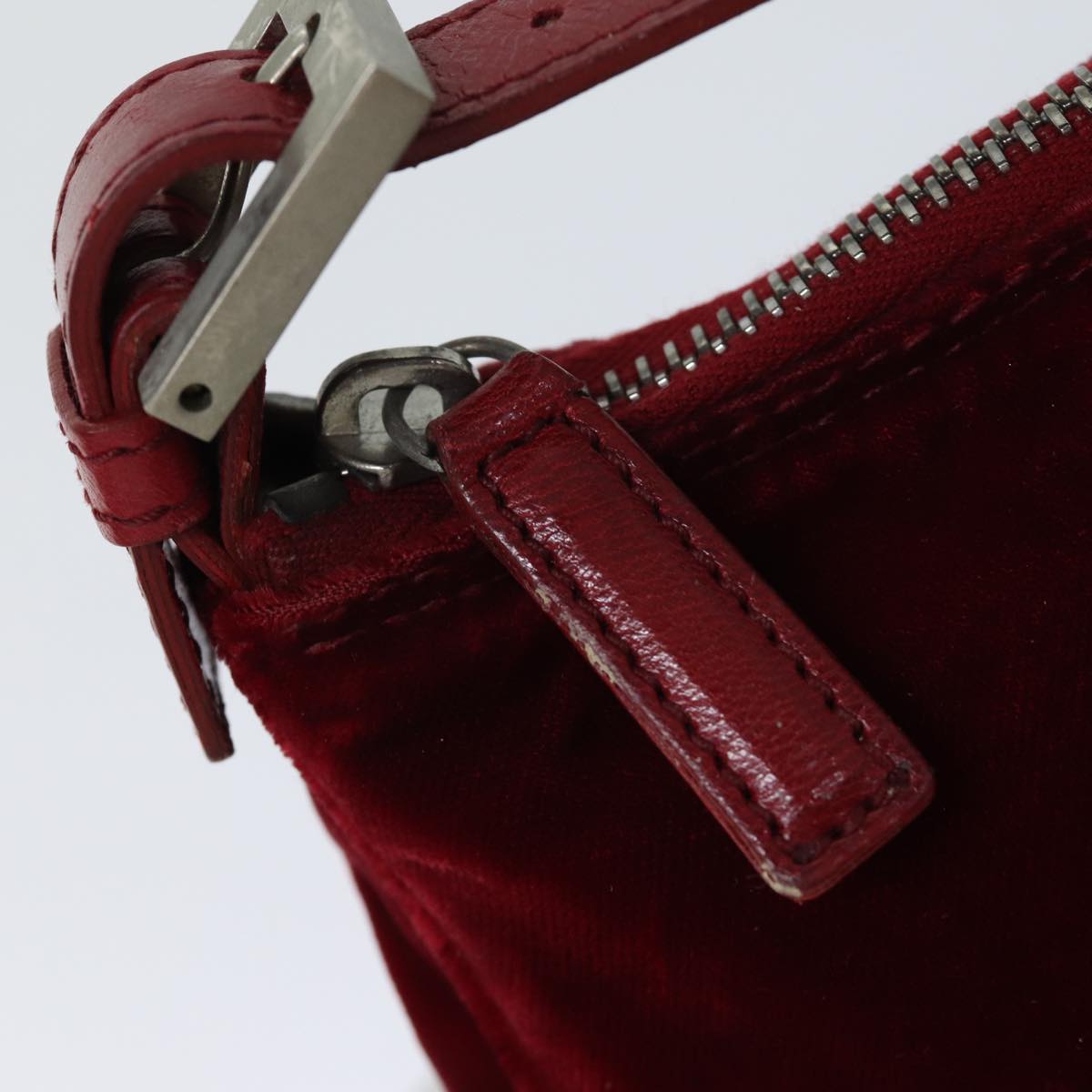 FENDI Hand Bag Velor Red bs13552