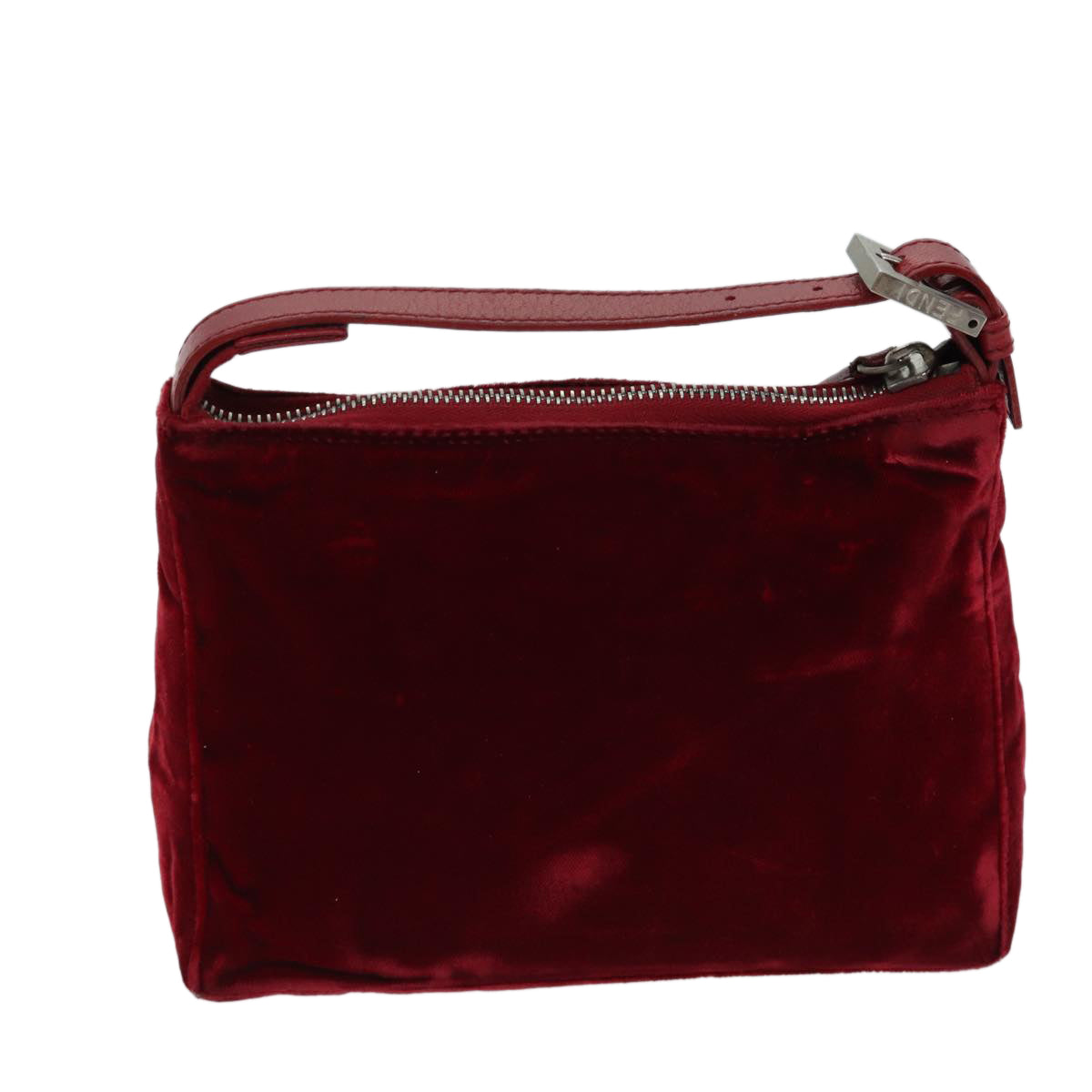 FENDI Hand Bag Velor Red bs13552