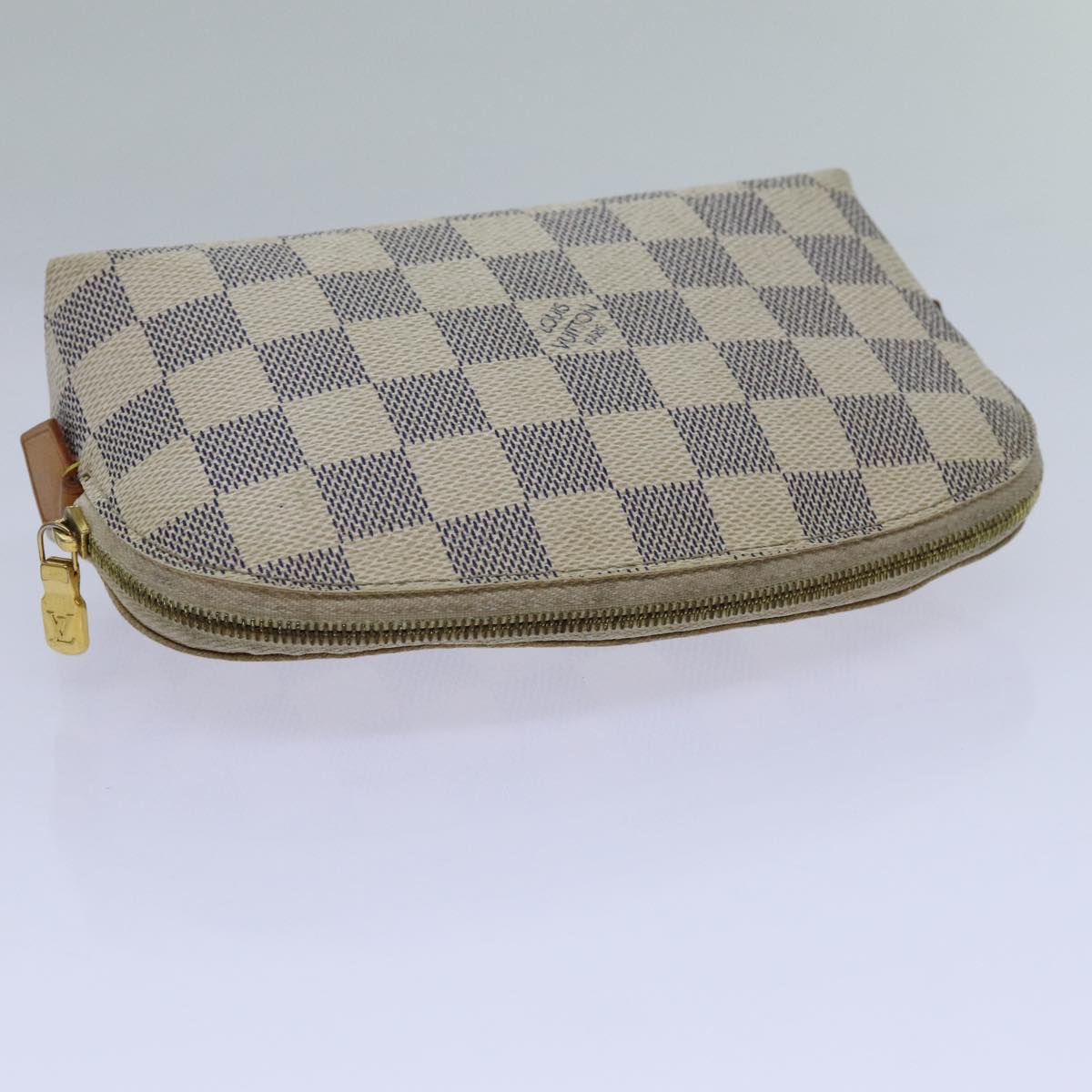 LOUIS VUITTON Damier Azur Pochette Cosmetic PM Pouch N60024 LV bs13609