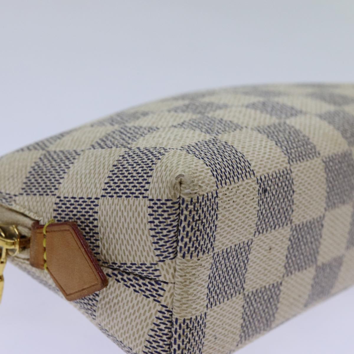LOUIS VUITTON Damier Azur Pochette Cosmetic PM Pouch N60024 LV bs13609