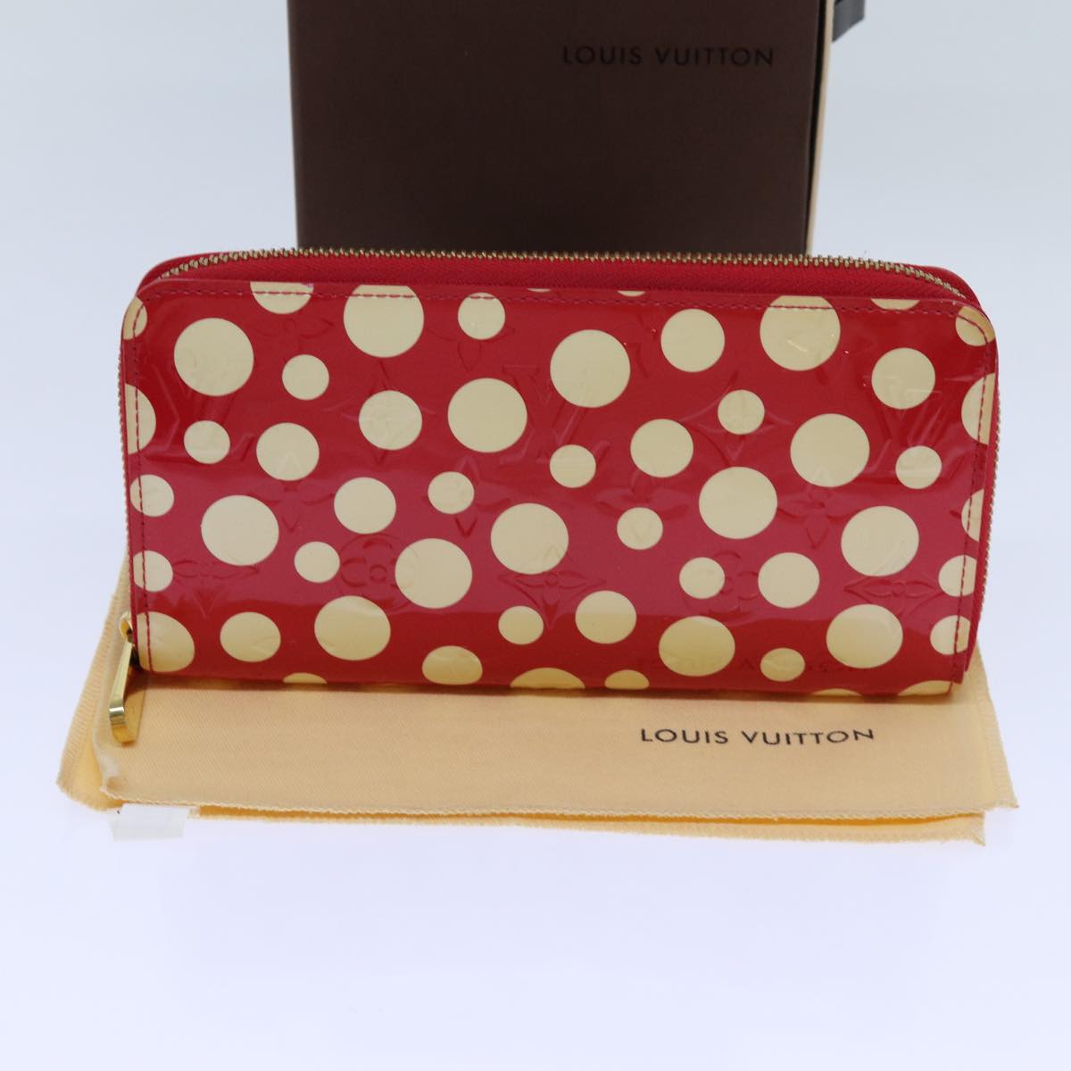 LOUIS VUITTON Monogram Vernis Yayoi Kusama Wallet Rouge M91572 LV bs13623