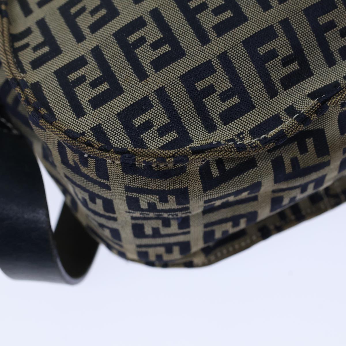 FENDI Zucchino Canvas Shoulder Bag Navy bs13705