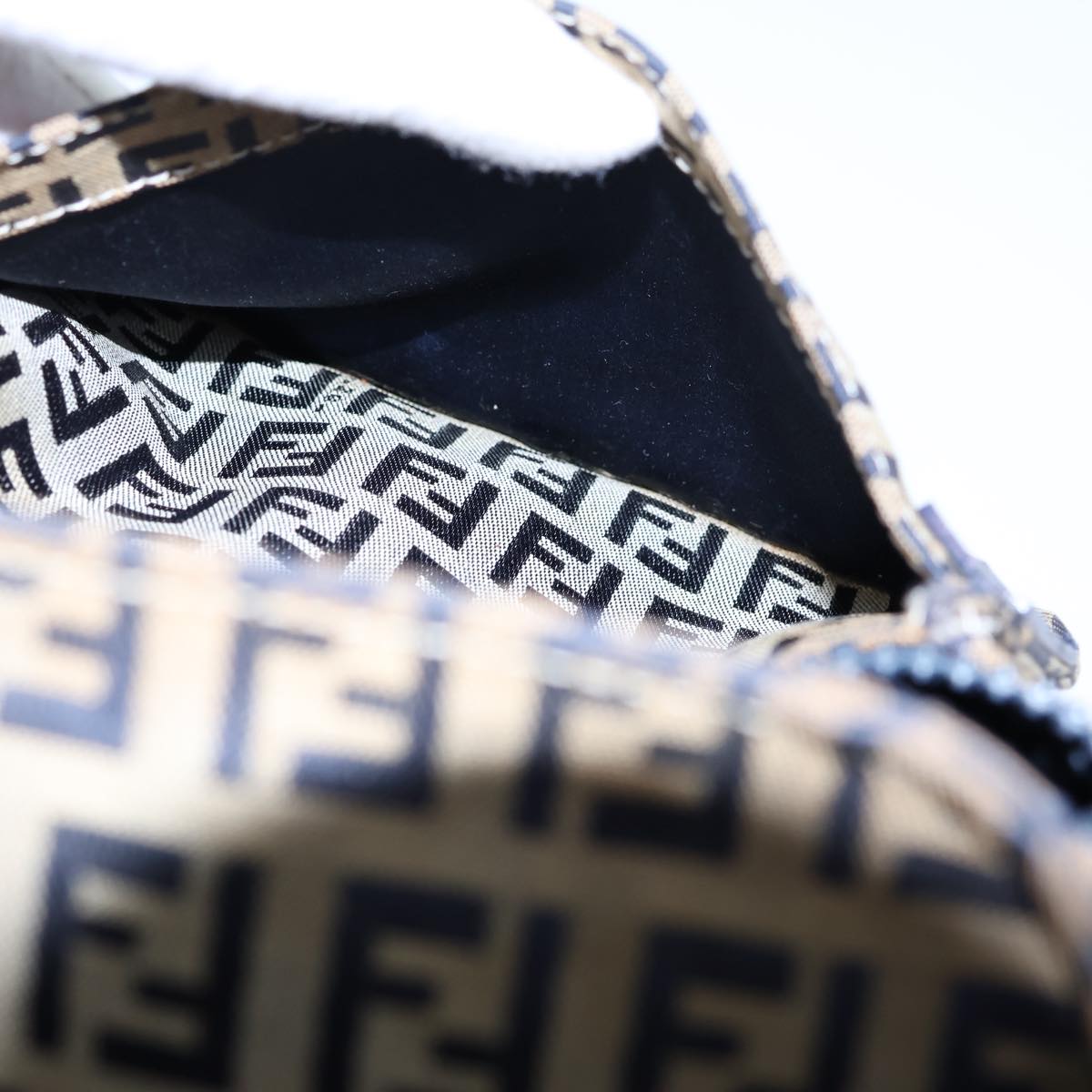 FENDI Zucchino Canvas Shoulder Bag Navy bs13705