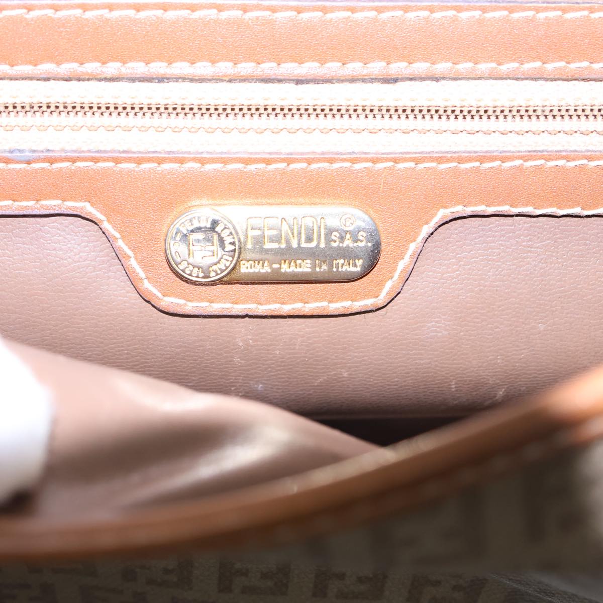 FENDI Zucchino Canvas Shoulder Bag Beige bs13716