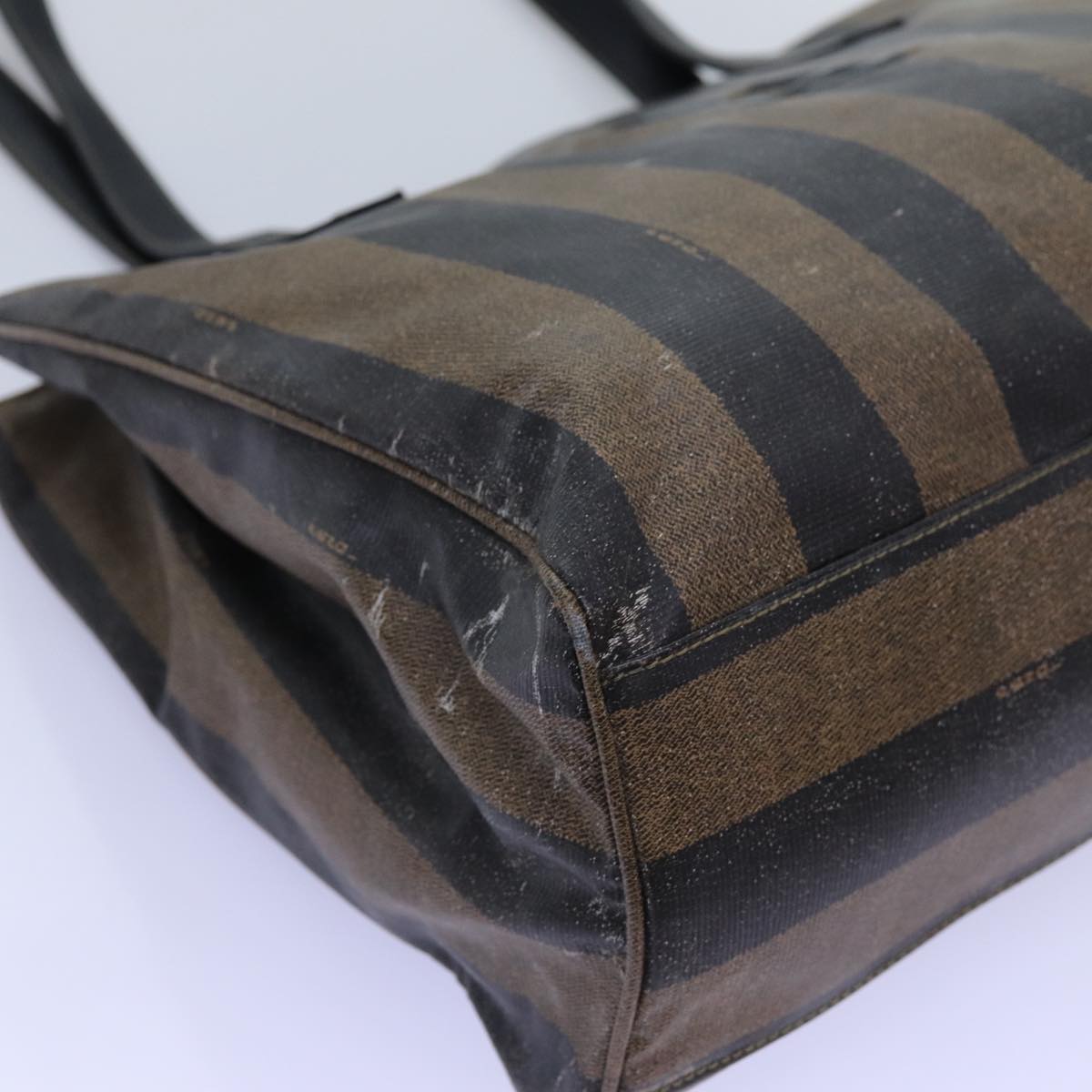 FENDI Pecan Canvas Shoulder Bag Coated Canvas Black Brown bs13718