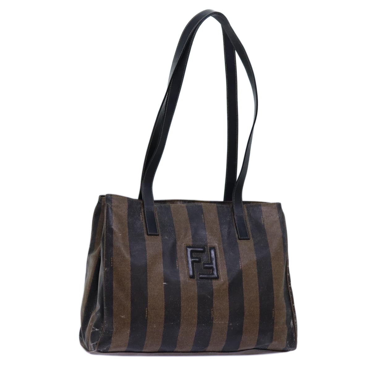 FENDI Pecan Canvas Shoulder Bag Coated Canvas Black Brown bs13718