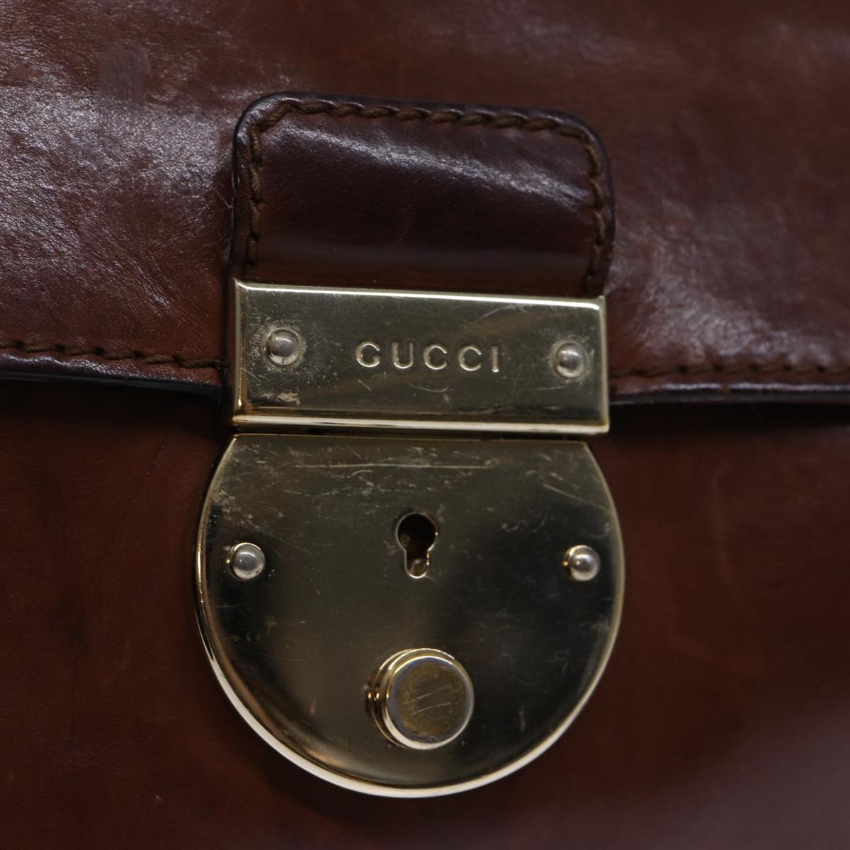 GUCCI Hand Bag Leather Brown 271569 bs13729