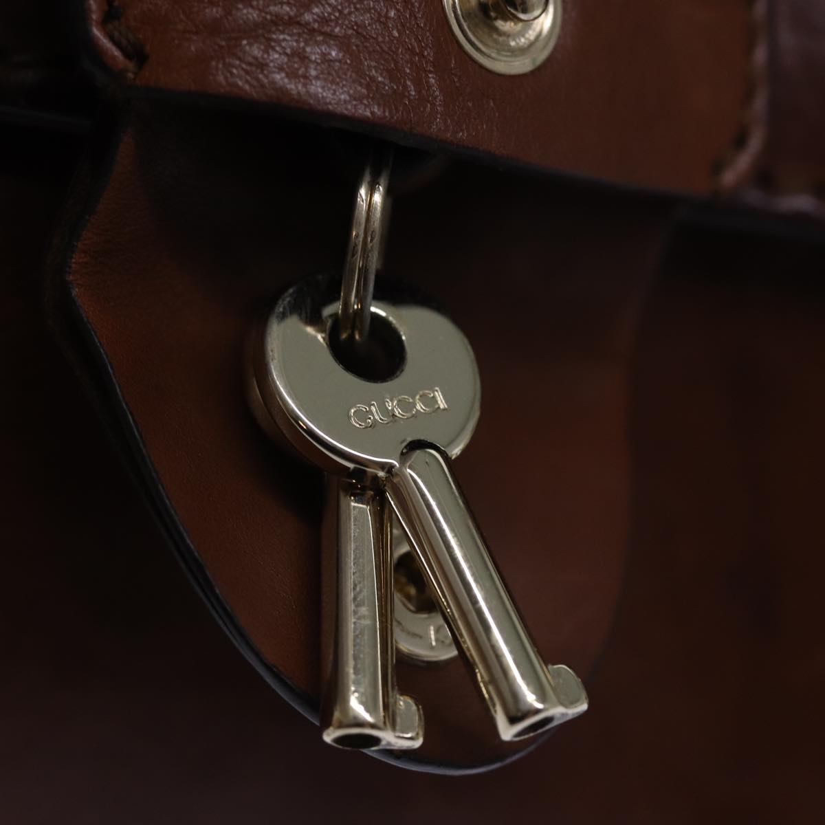 GUCCI Hand Bag Leather Brown 271569 bs13729