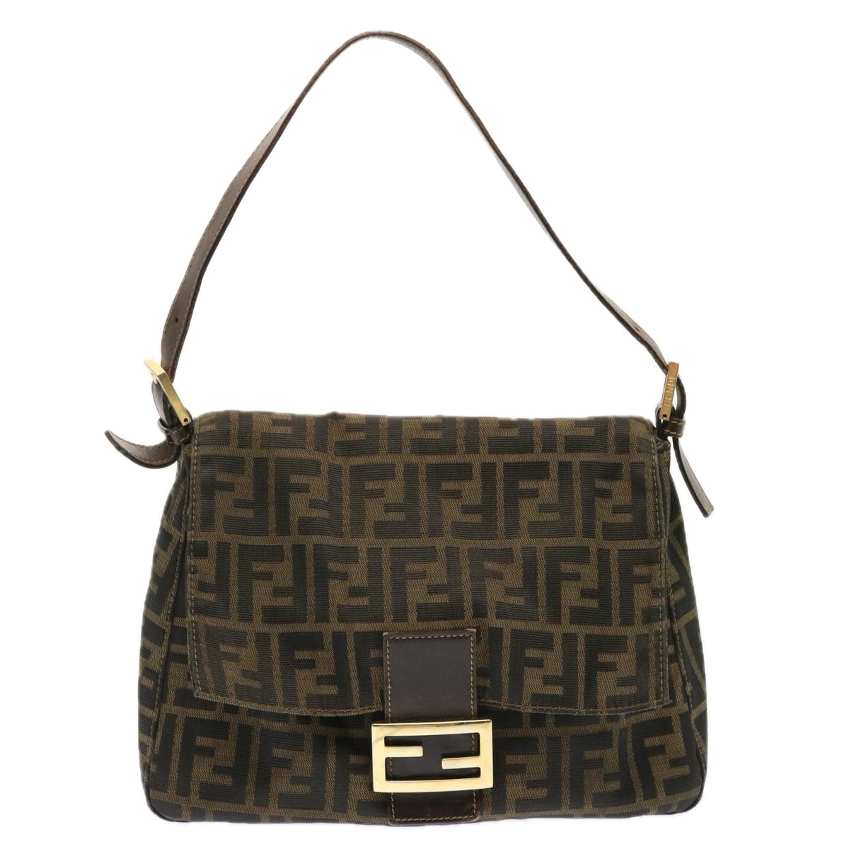 FENDI Zucca Canvas Mamma Baguette Shoulder Bag Brown bs13764