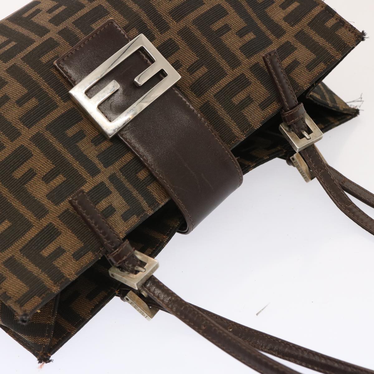 FENDI Zucca Canvas Shoulder Bag Brown bs13765