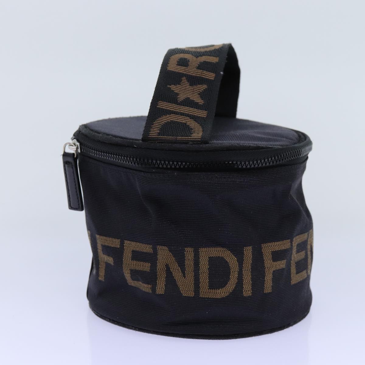 FENDI Vanity Pouch Nylon Black Brown bs13785