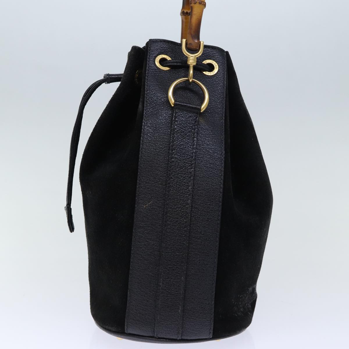 GUCCI Bamboo Hand Bag Suede 2way Black 001 2865 1657 bs13831
