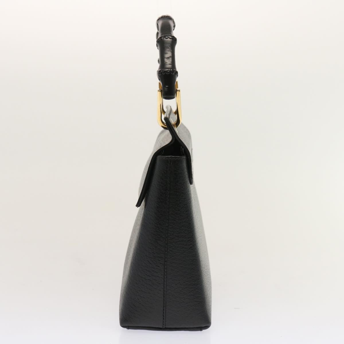 GUCCI Bamboo Hand Bag Leather Black 001 1014 1888 0 bs13845