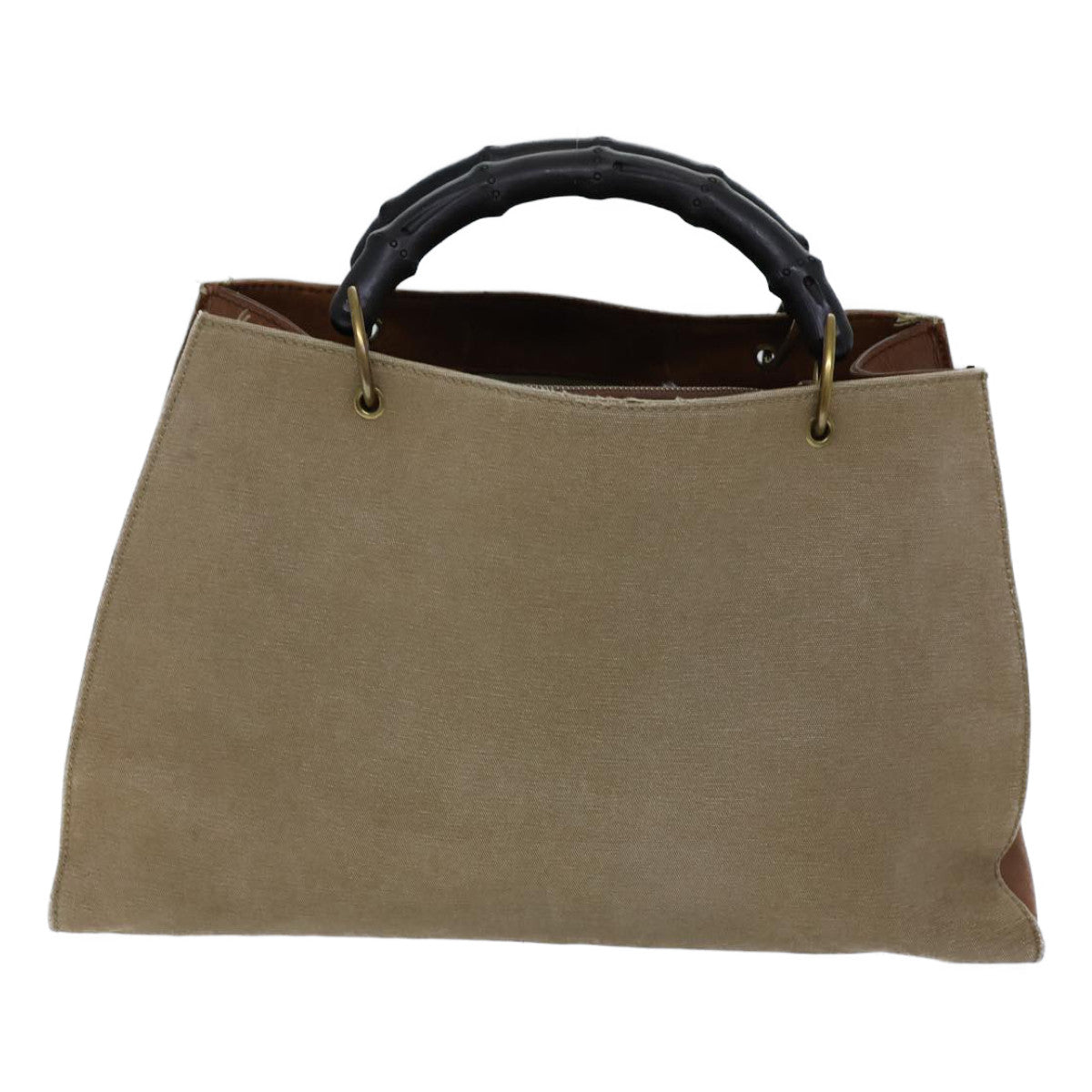 GUCCI Bamboo Hand Bag Canvas Beige 109138 bs13846