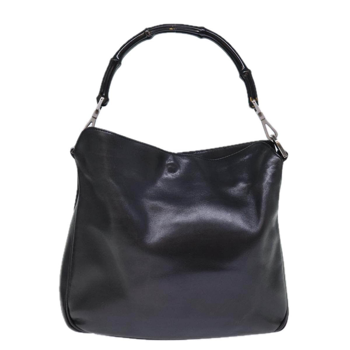 GUCCI Bamboo Hand Bag Leather Black 001 1638 200047 bs13847