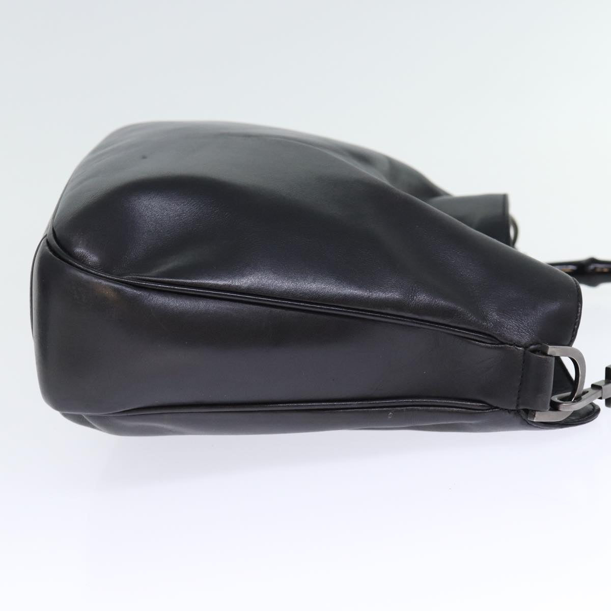 GUCCI Bamboo Hand Bag Leather Black 001 1638 200047 bs13847