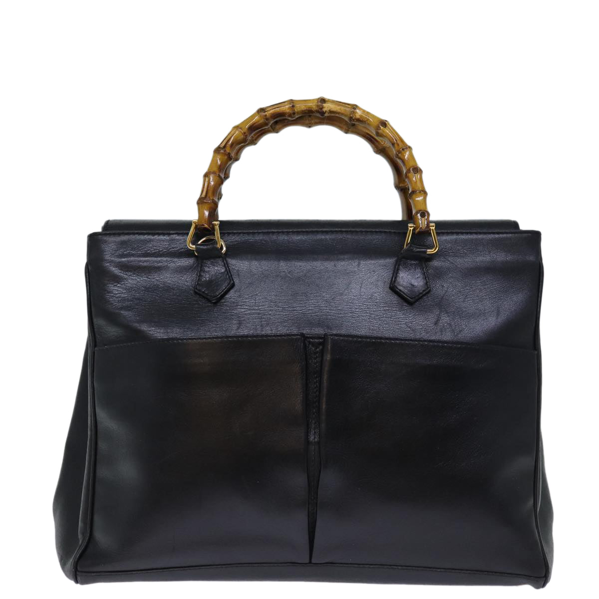 GUCCI Bamboo Hand Bag Leather Black 002 123 0322 bs13848