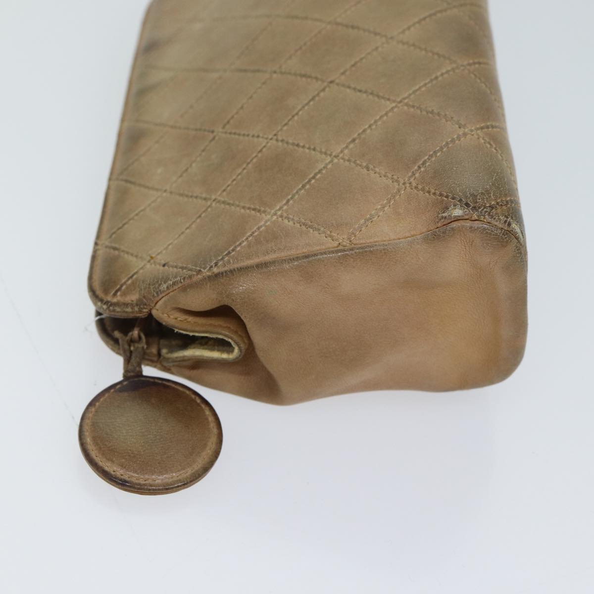 CHANEL Bicolole Pouch Leather Beige CC bs13900