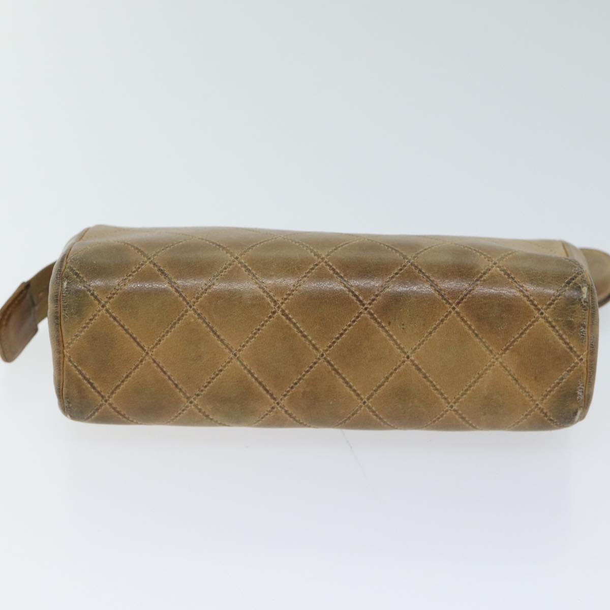 CHANEL Bicolole Pouch Leather Beige CC bs13900