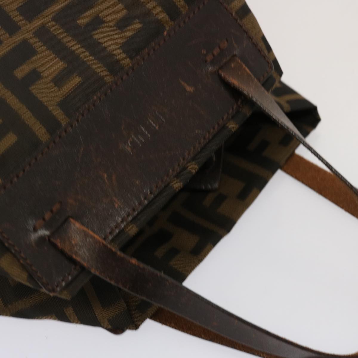 FENDI Zucca Canvas Hand Bag Brown bs13987