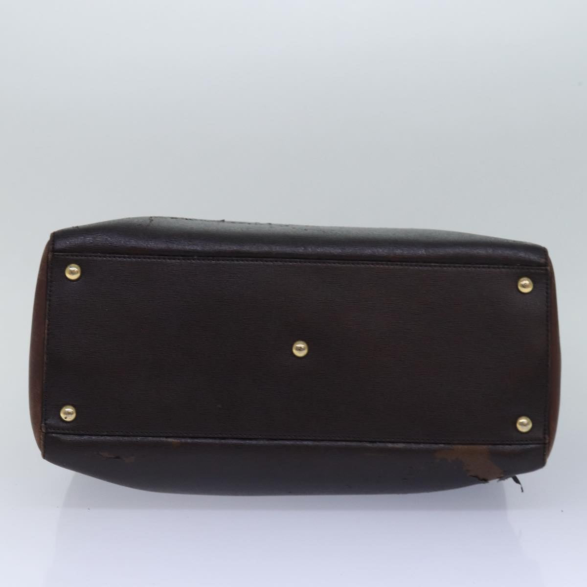 FENDI Shoulder Hand Bag Leather 3Set Brown Gold black bs14080