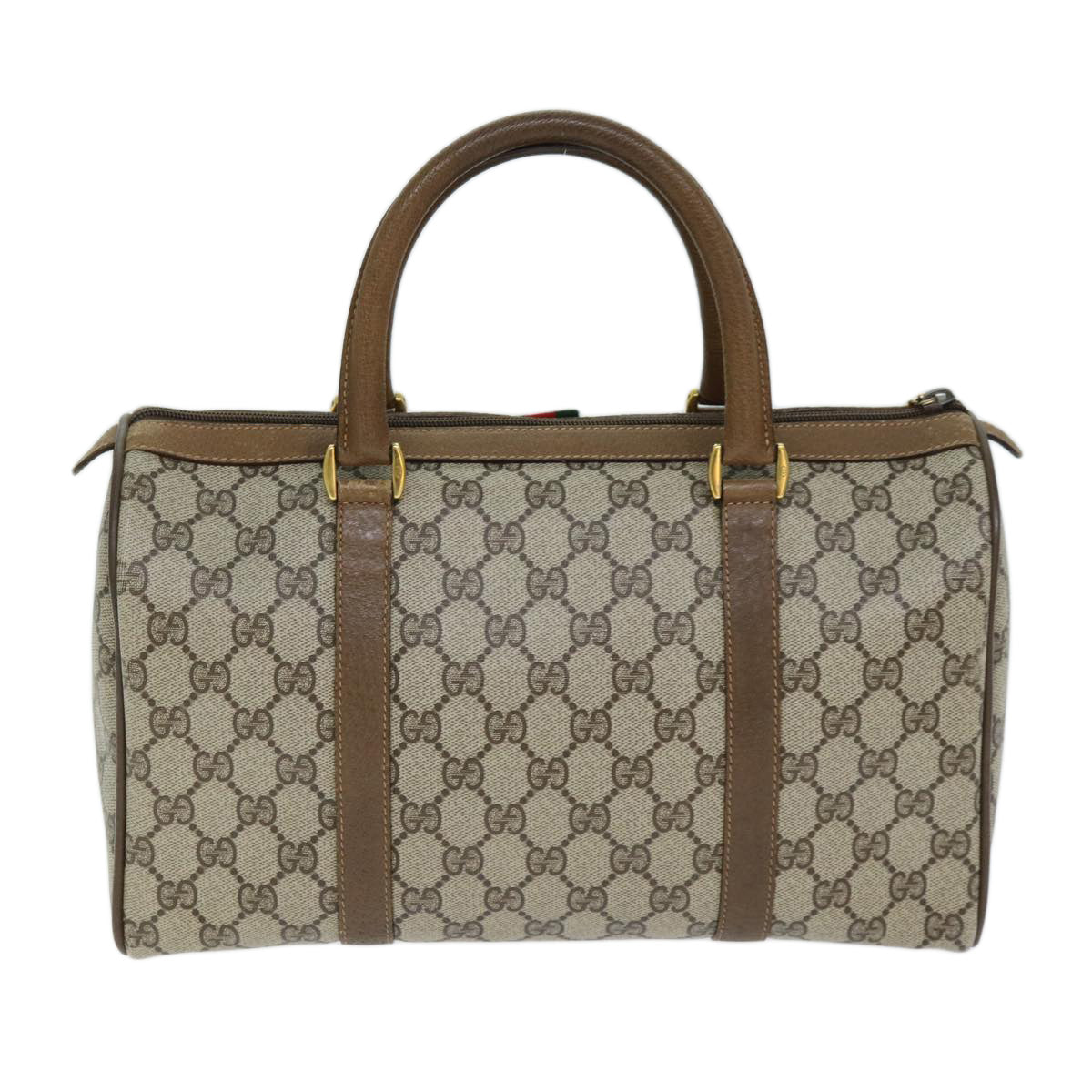 GUCCI GG Supreme Web Sherry Line Boston Bag Beige Red 111 02 007 bs14106