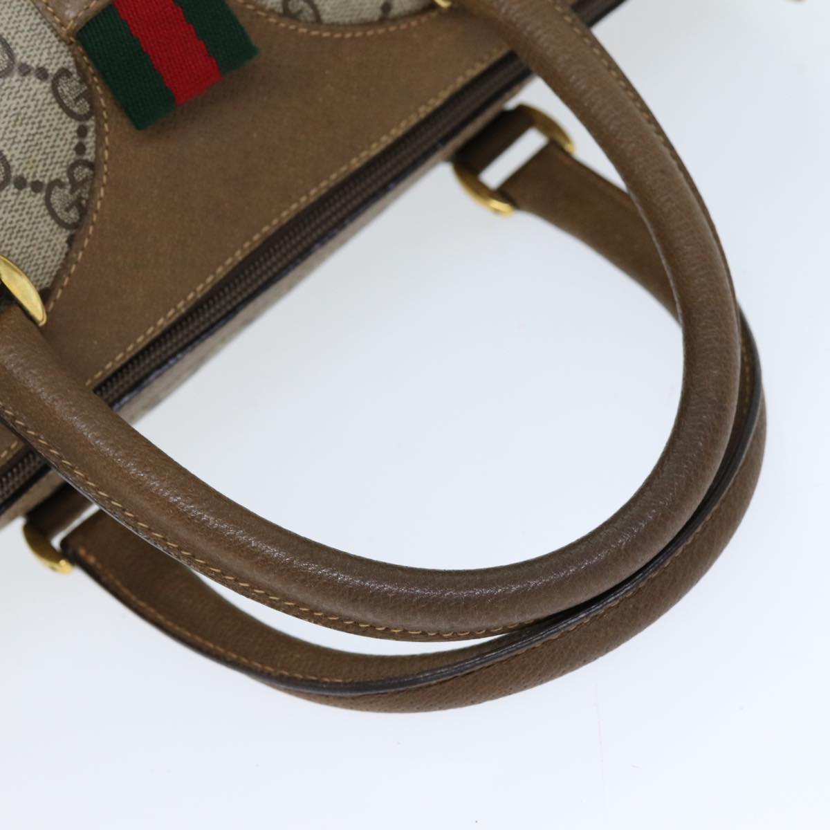 GUCCI GG Supreme Web Sherry Line Boston Bag Beige Red 111 02 007 bs14106