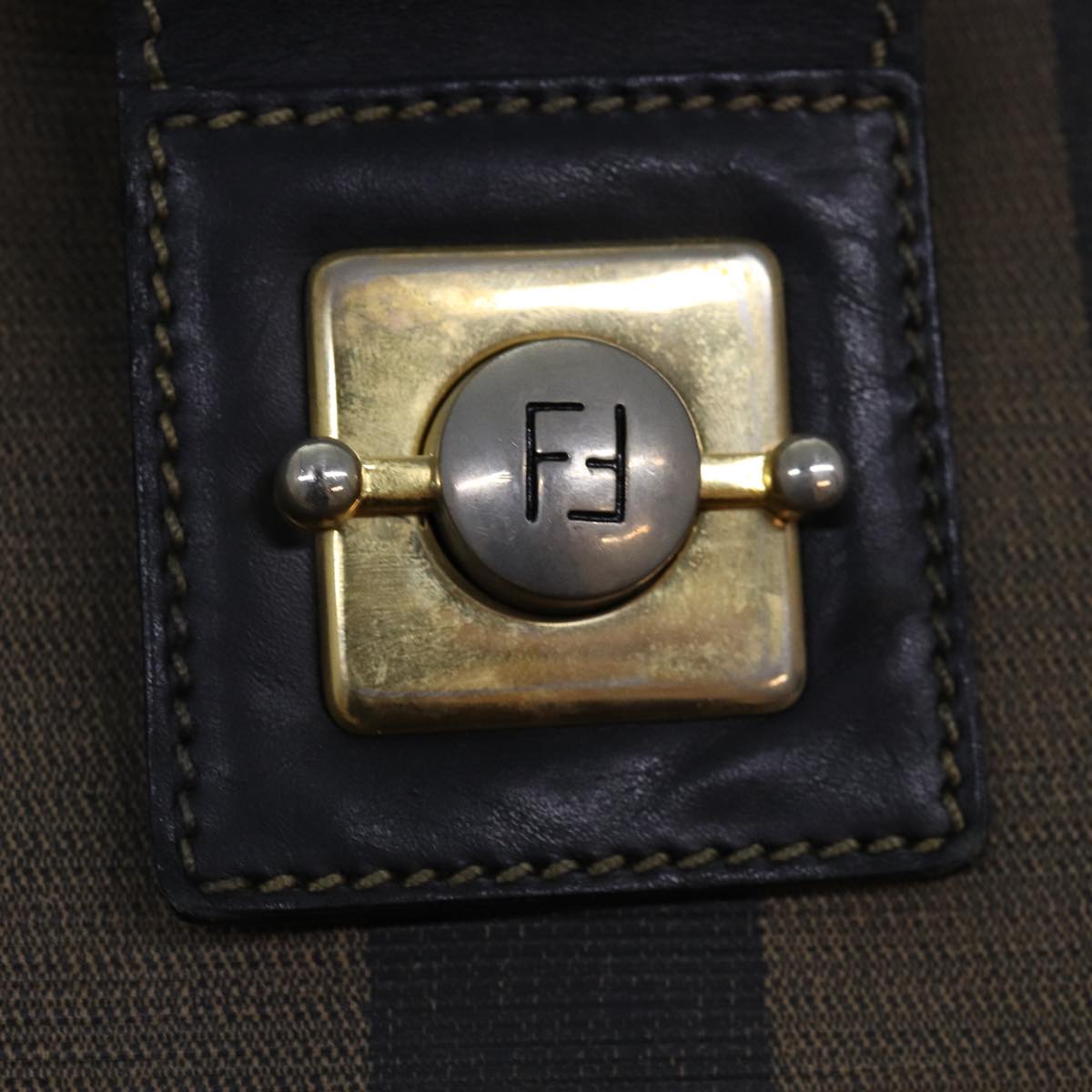 FENDI Pecan Canvas Tote Bag Brown Black bs14185