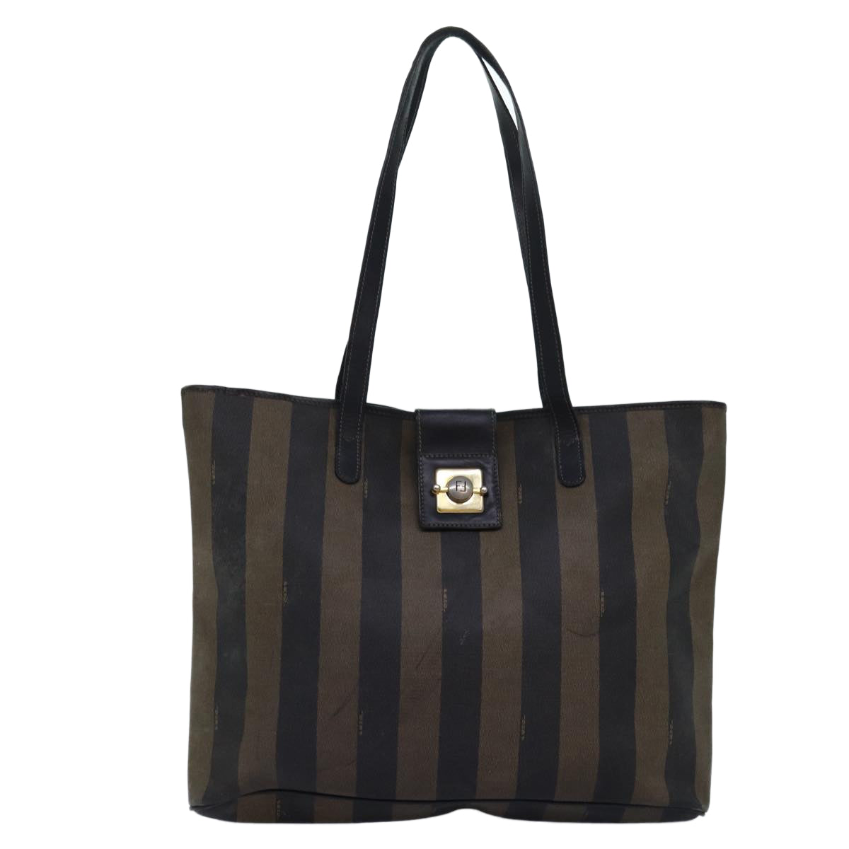 FENDI Pecan Canvas Tote Bag Brown Black bs14185