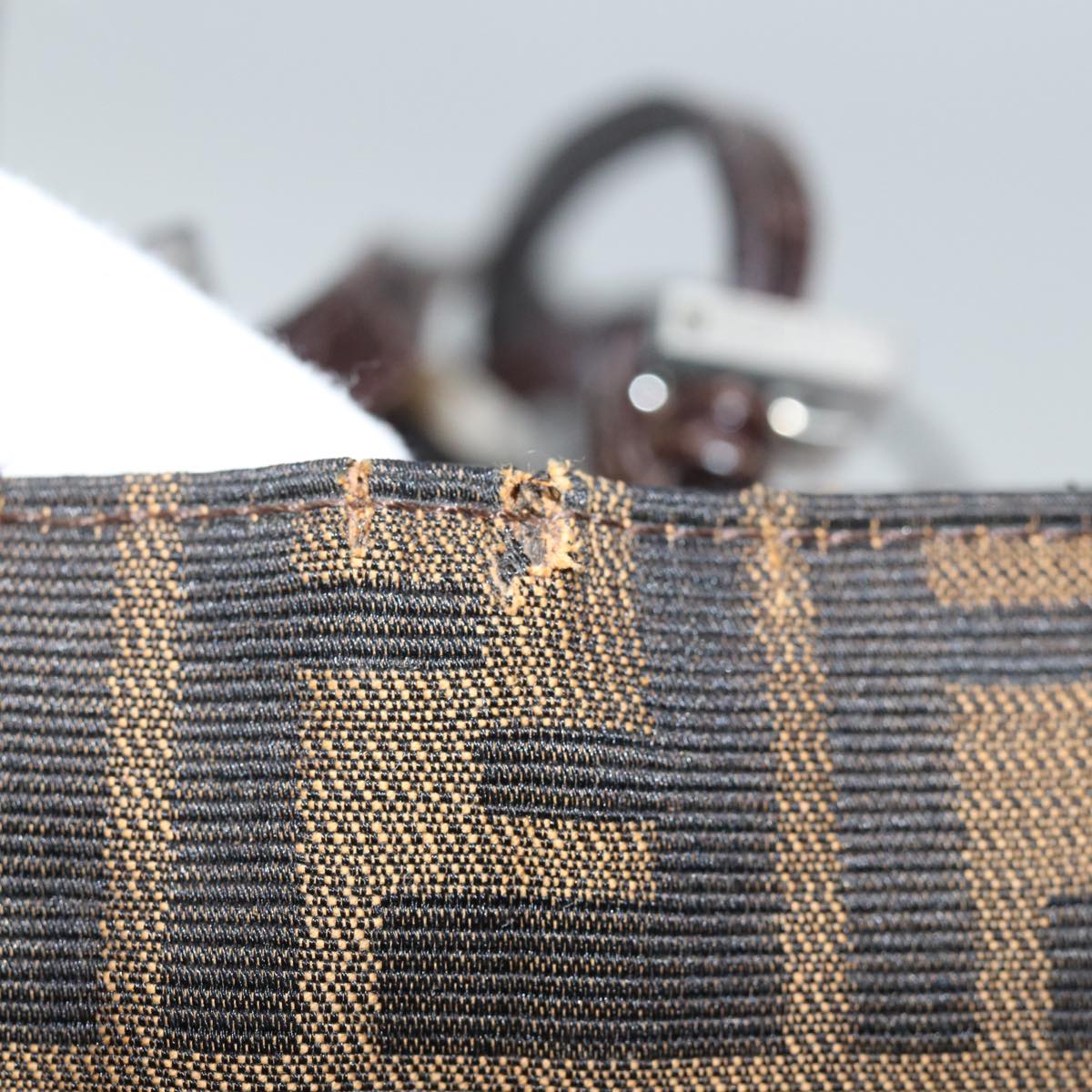 FENDI Zucca Canvas Hand Bag Brown Black bs14225