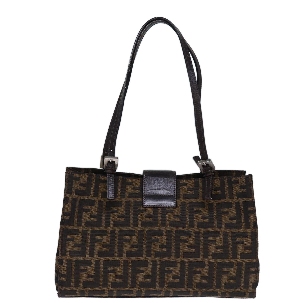 FENDI Zucca Canvas Hand Bag Brown Black bs14225