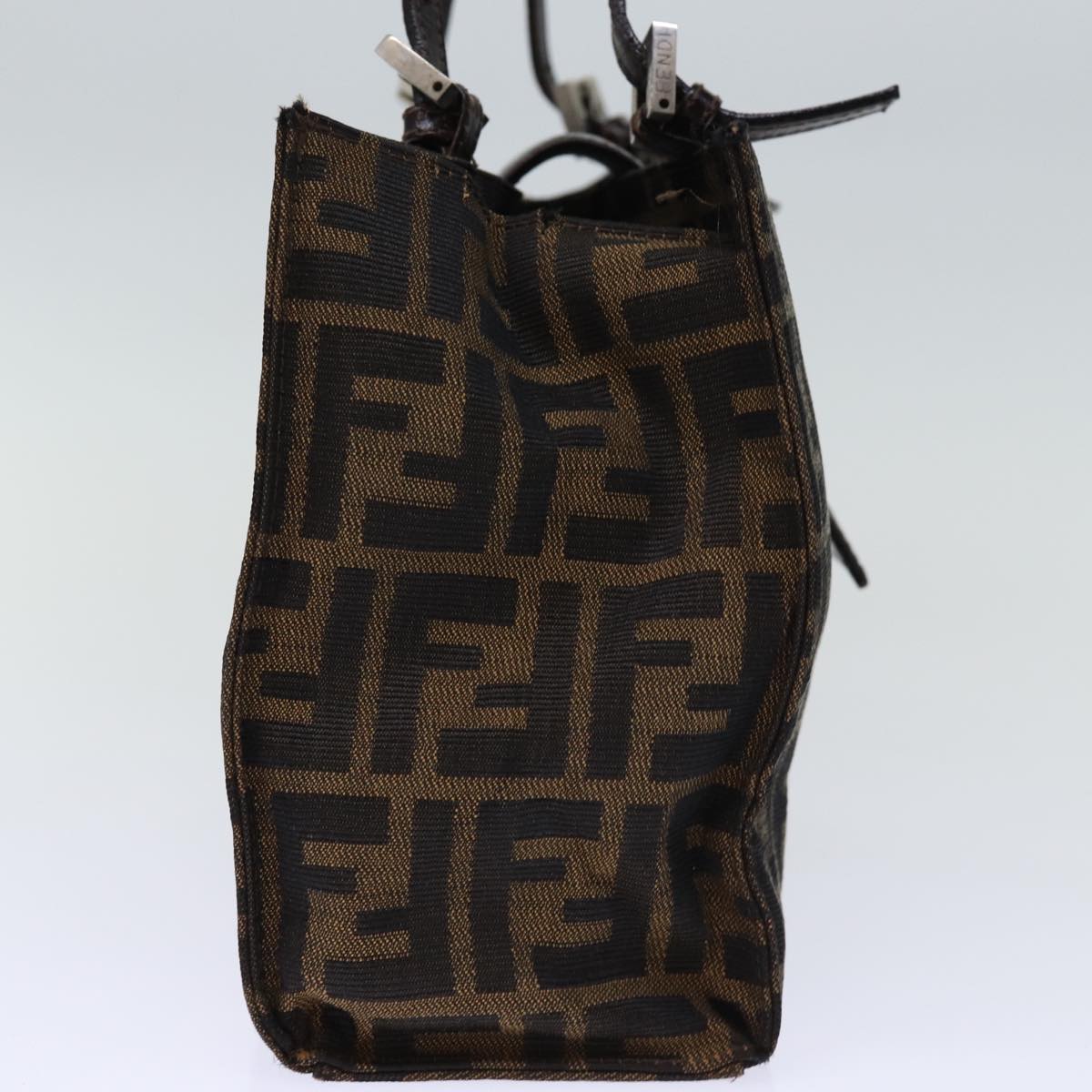 FENDI Zucca Canvas Hand Bag Brown Black bs14225