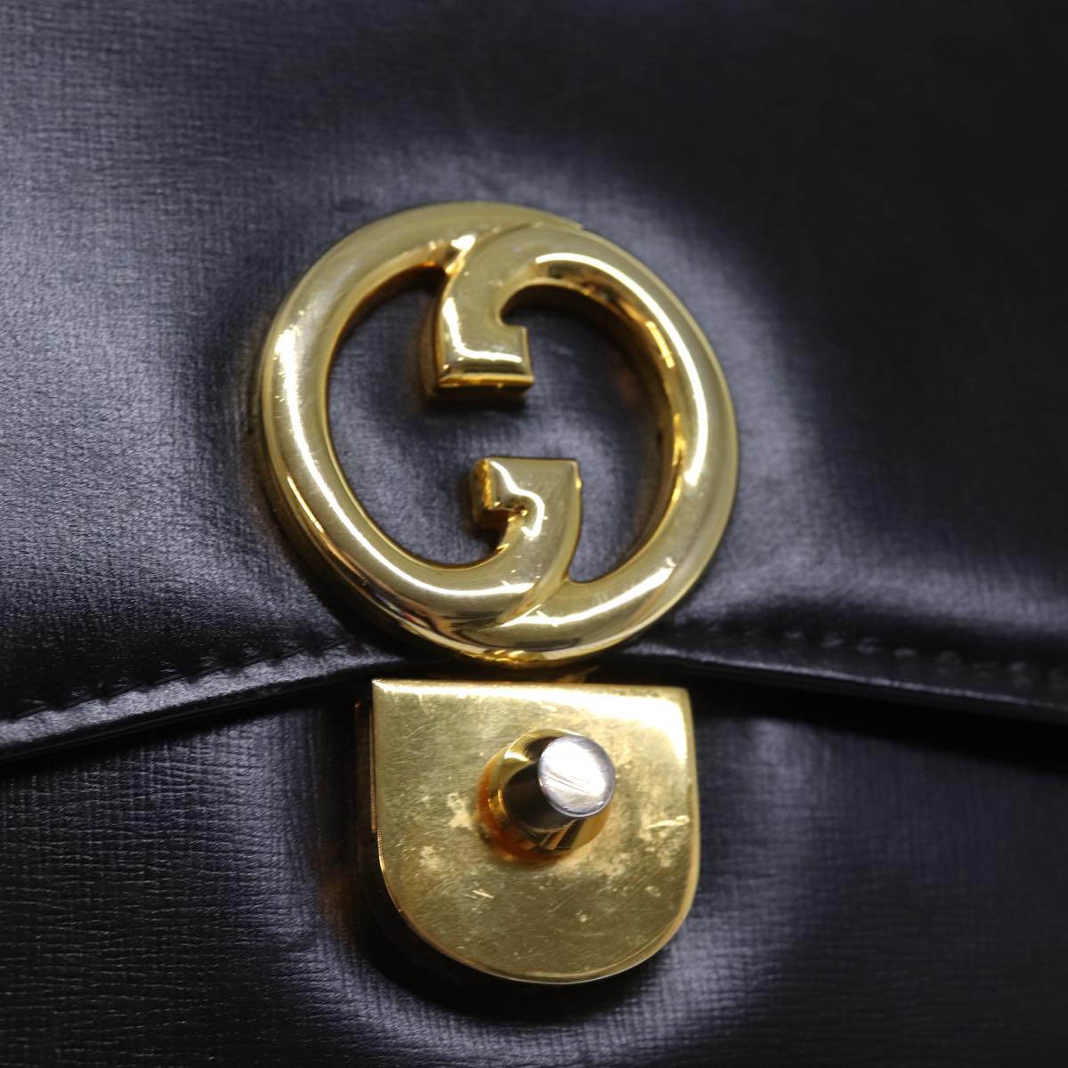 GUCCI Hand Bag Leather Black bs14246