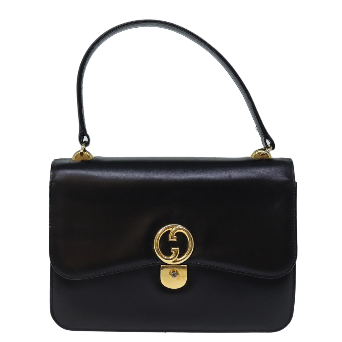 GUCCI Hand Bag Leather Black bs14246