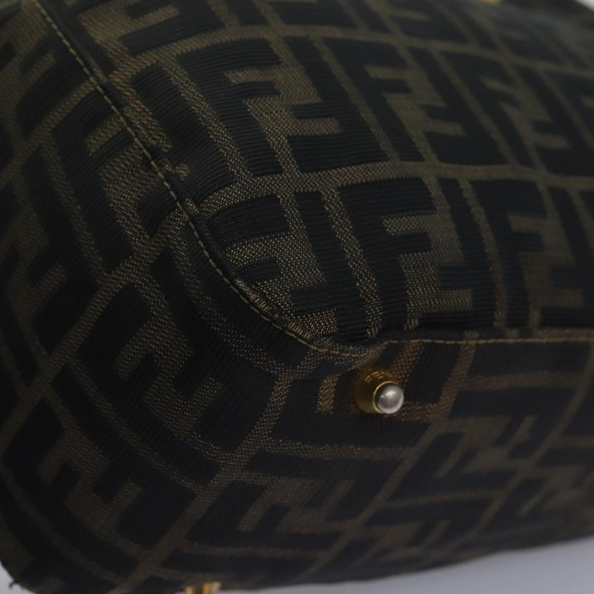 FENDI Zucca Canvas Hand Bag Brown Black bs14249