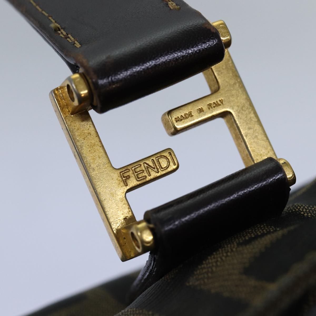 FENDI Zucca Canvas Hand Bag Brown Black bs14249