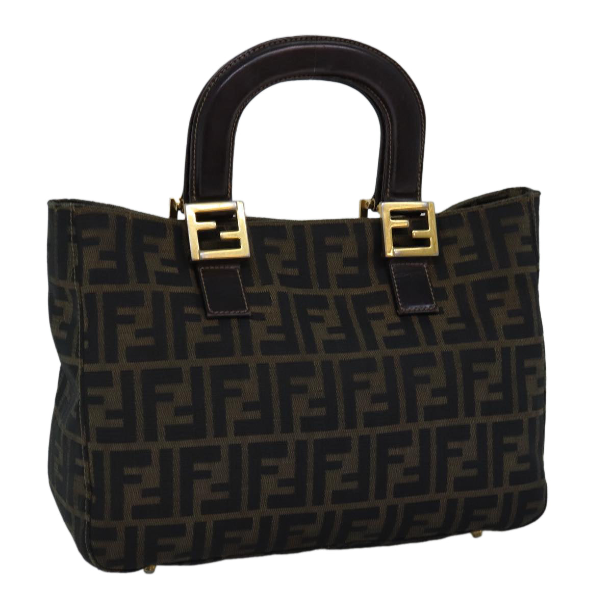 FENDI Zucca Canvas Hand Bag Brown Black bs14249