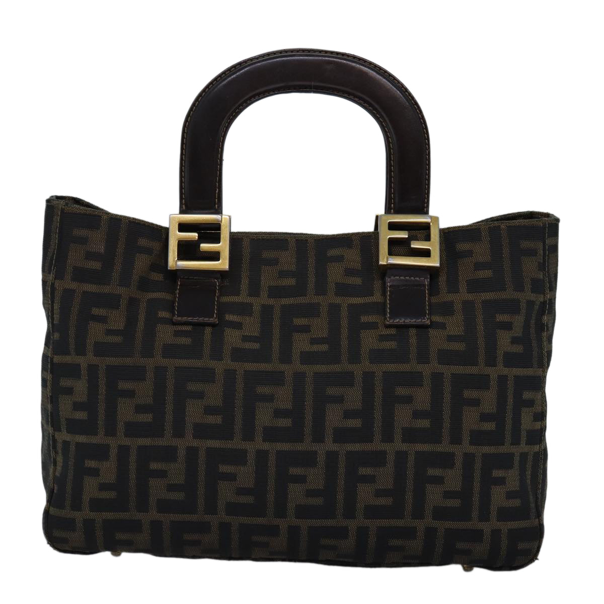 FENDI Zucca Canvas Hand Bag Brown Black bs14249
