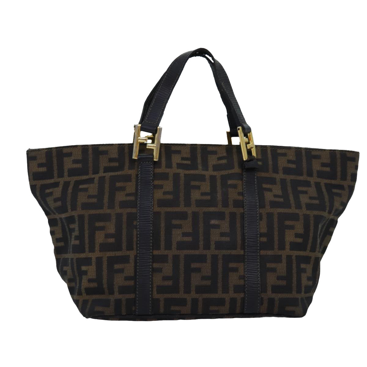 FENDI Zucca Canvas Hand Bag Brown Black bs14328