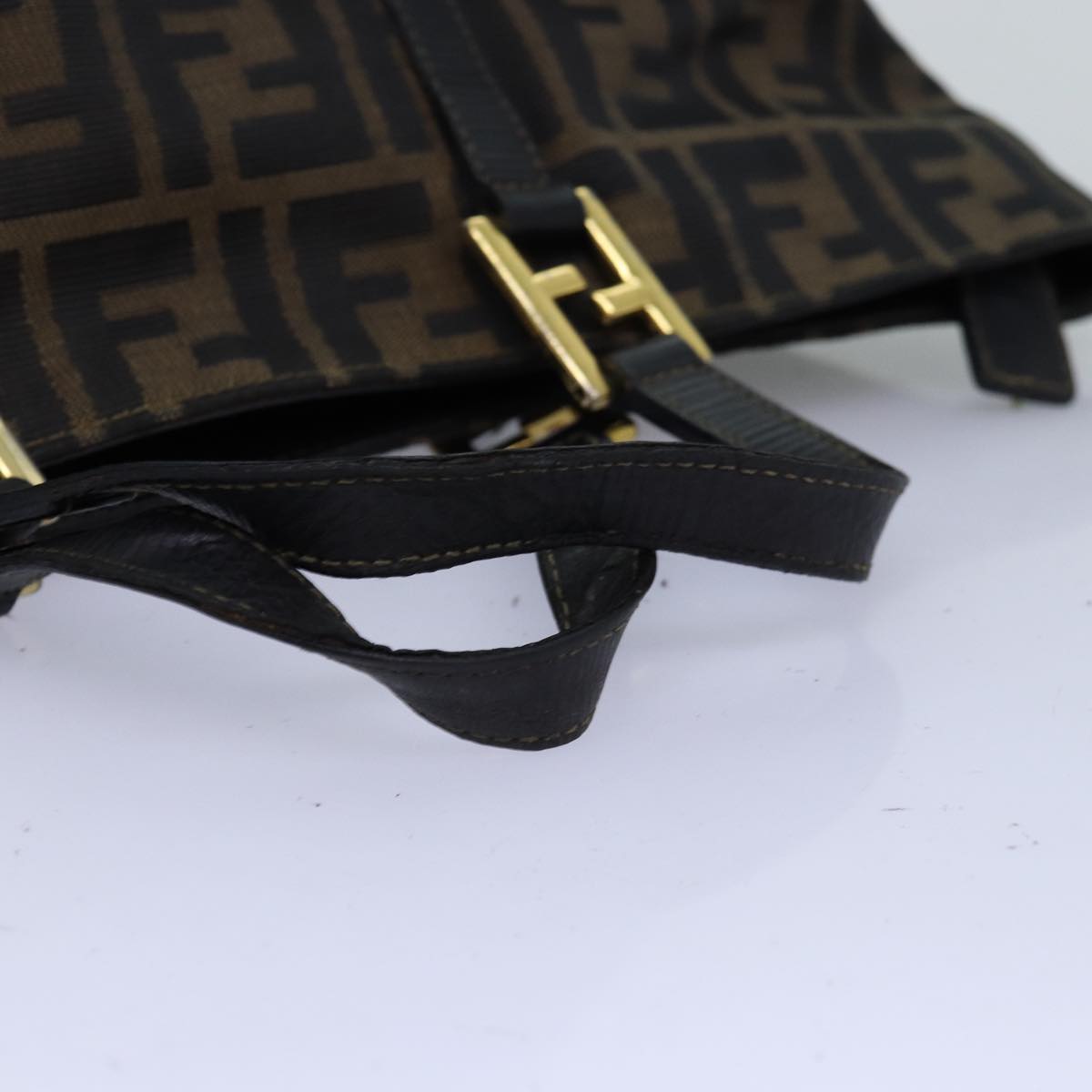 FENDI Zucca Canvas Hand Bag Brown Black bs14328
