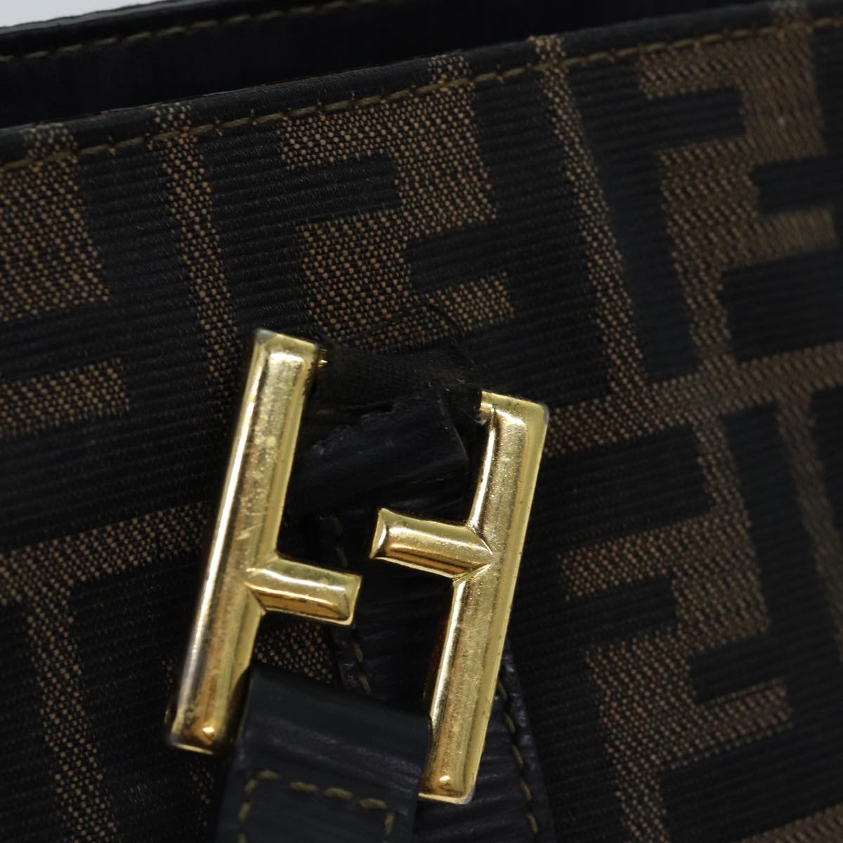 FENDI Zucca Canvas Hand Bag Brown Black bs14328