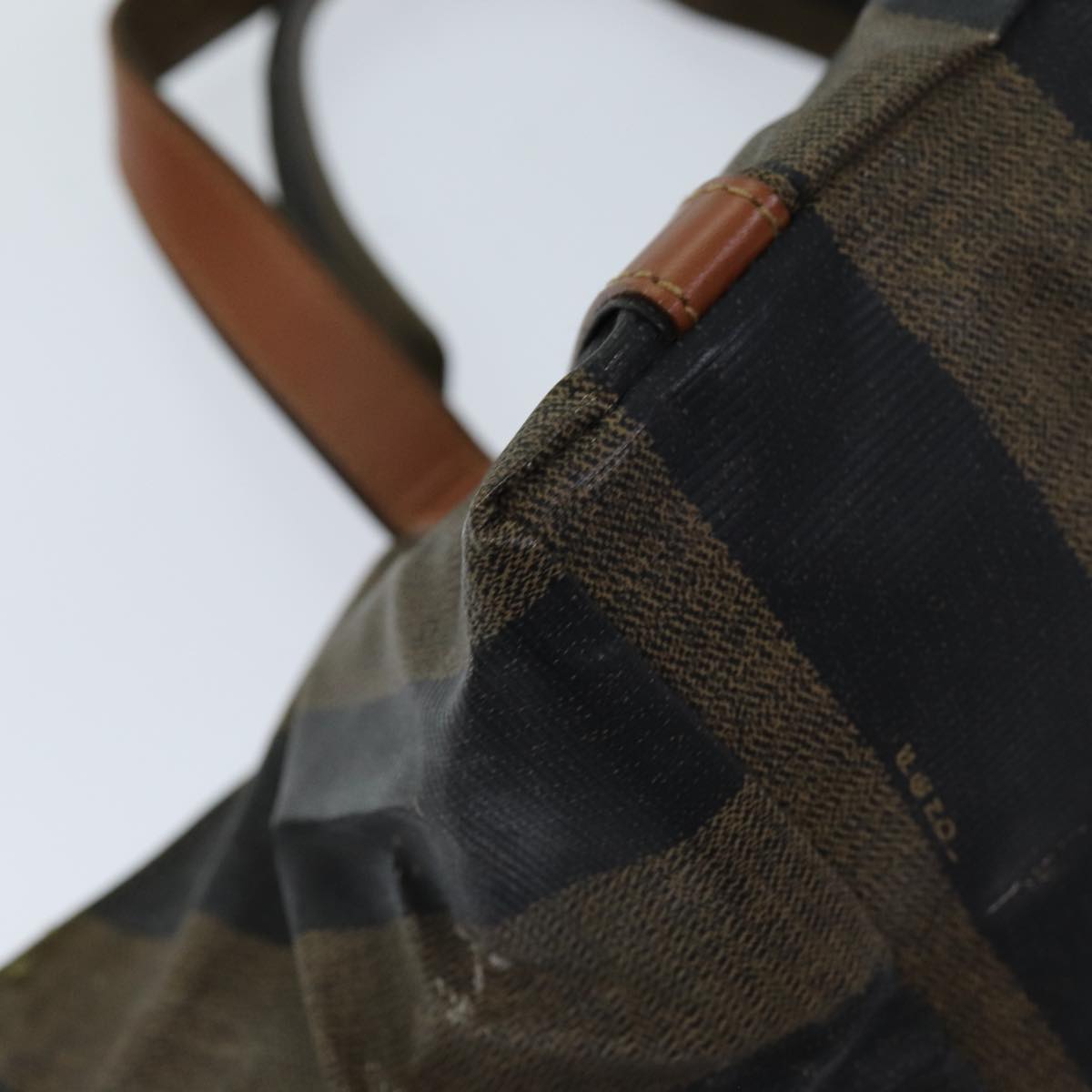 FENDI Pecan Canvas Hand Bag Brown Black bs14372