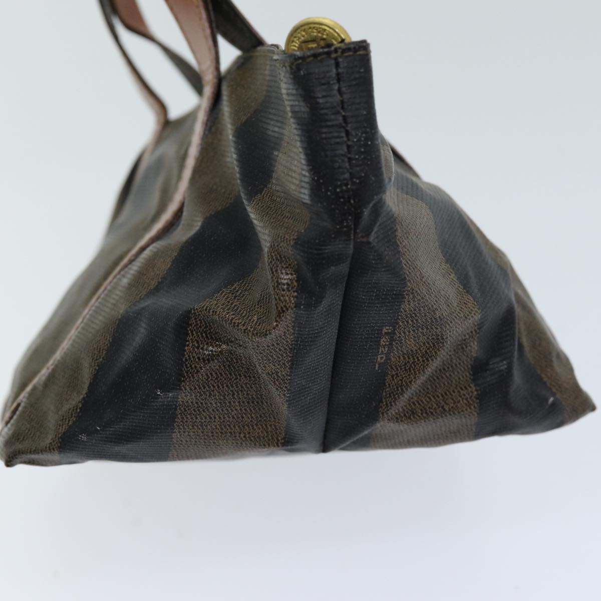 FENDI Pecan Canvas Hand Bag Brown Black bs14372